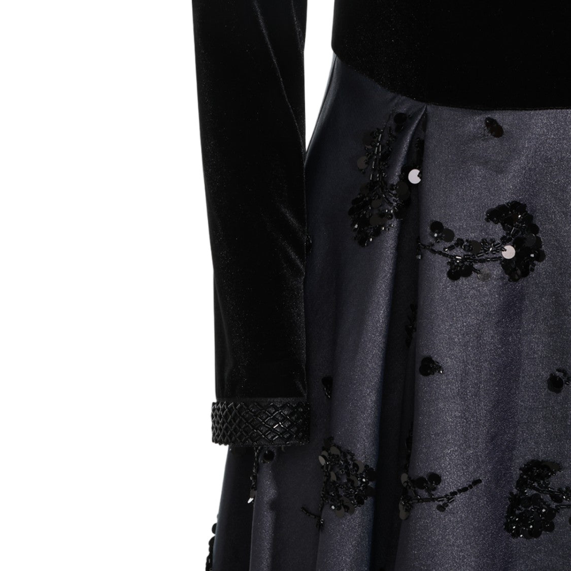Nissa High-Neck Beaded Floral Embellished Maxi Dress
