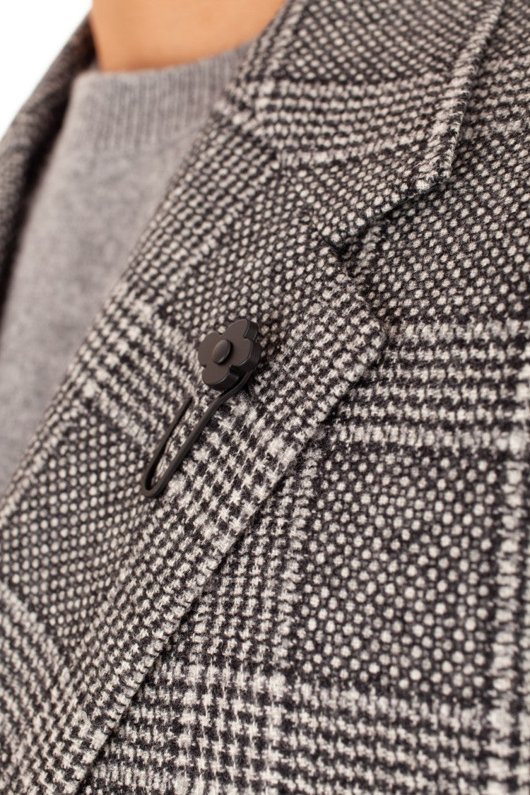 Lardini Double-Breasted Check Wool-Cashmere Jacket
