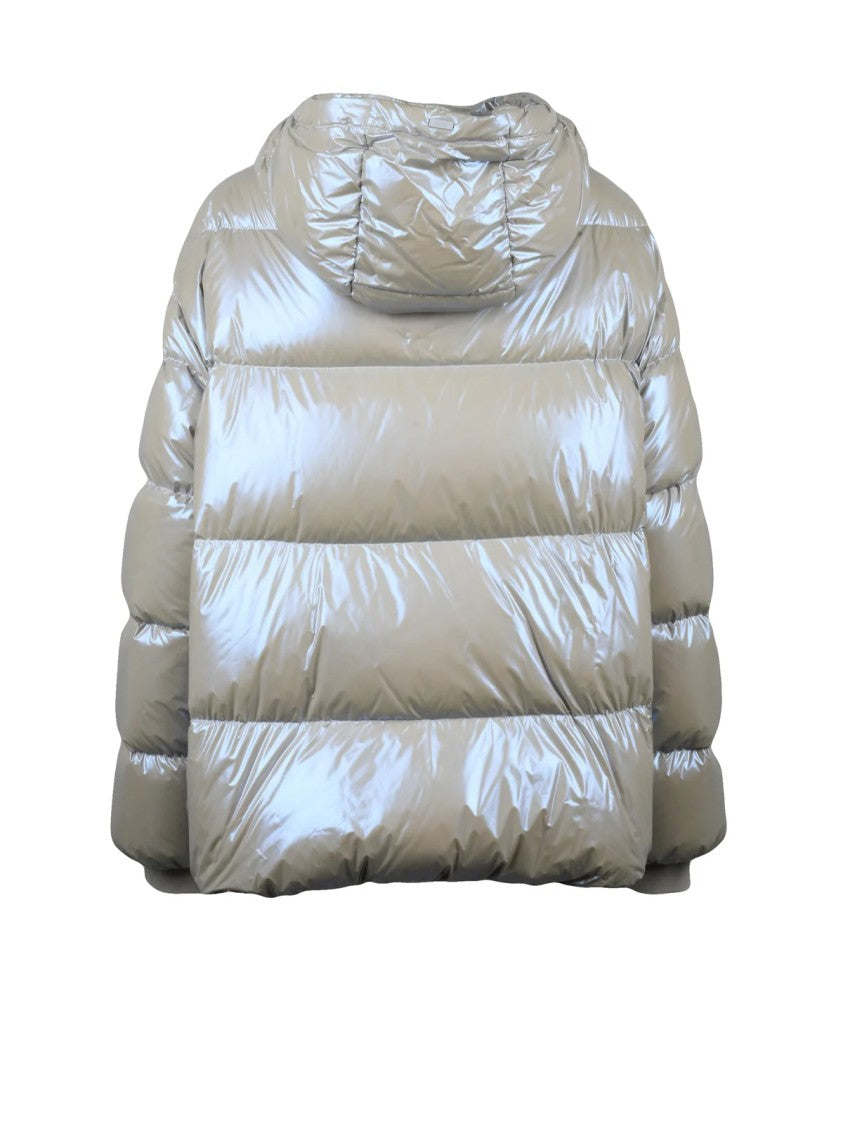 Herno Laminar Pearl Grey High Collar Polyamide Down Jacket
