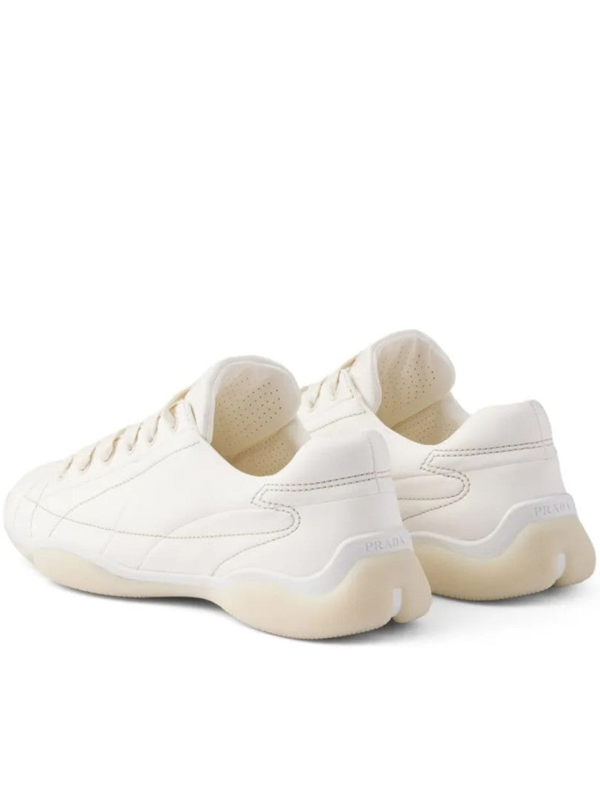 Prada White Spin Nappa Leather Sneakers