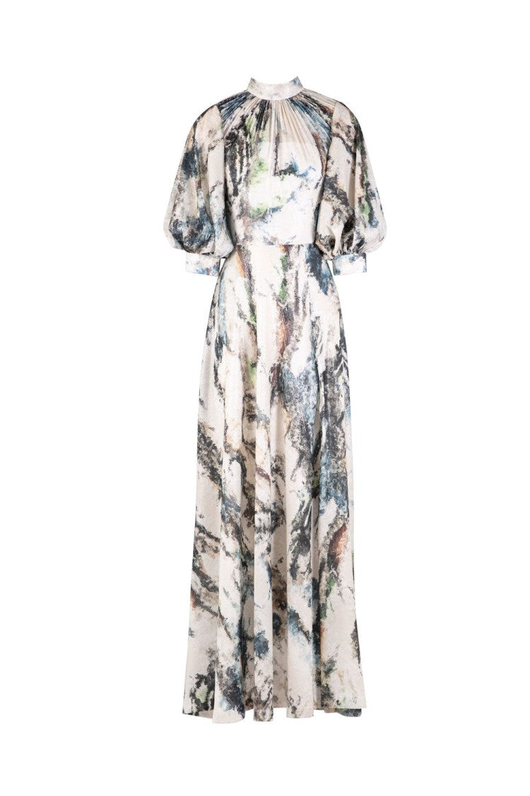 Saiid Kobeisy Printed Sequin Flared Dress