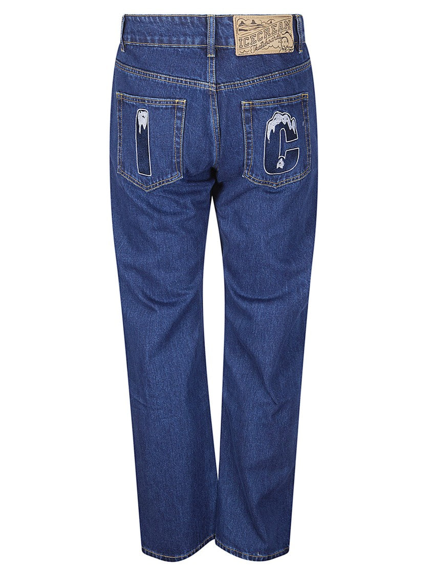 Icecream Blue Crystal Running Dog Denim Pants