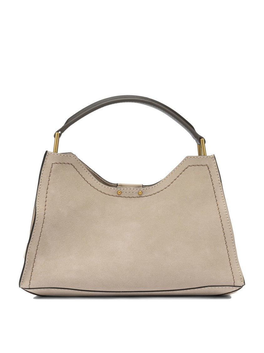 Gianni Chiarini Spacious Beige Leather Shoulder Bag With Gold-Tone Accents