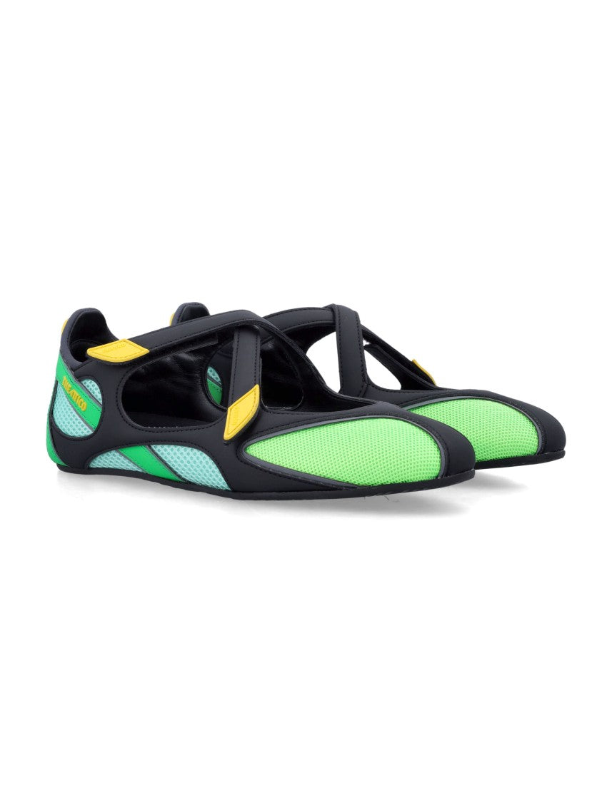 The Attico Floor Mesh Leather Architectural Ballerinas