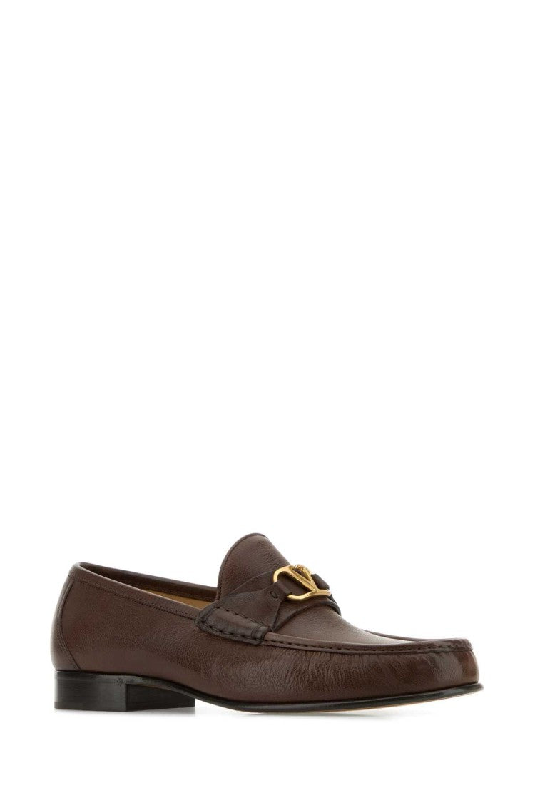 Valentino Garavani Brown Leather Vlogo Loafers