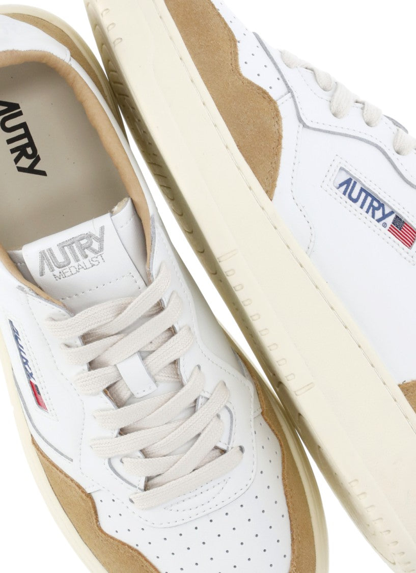 Autry White Medalist Low Suede Inserts Sneakers