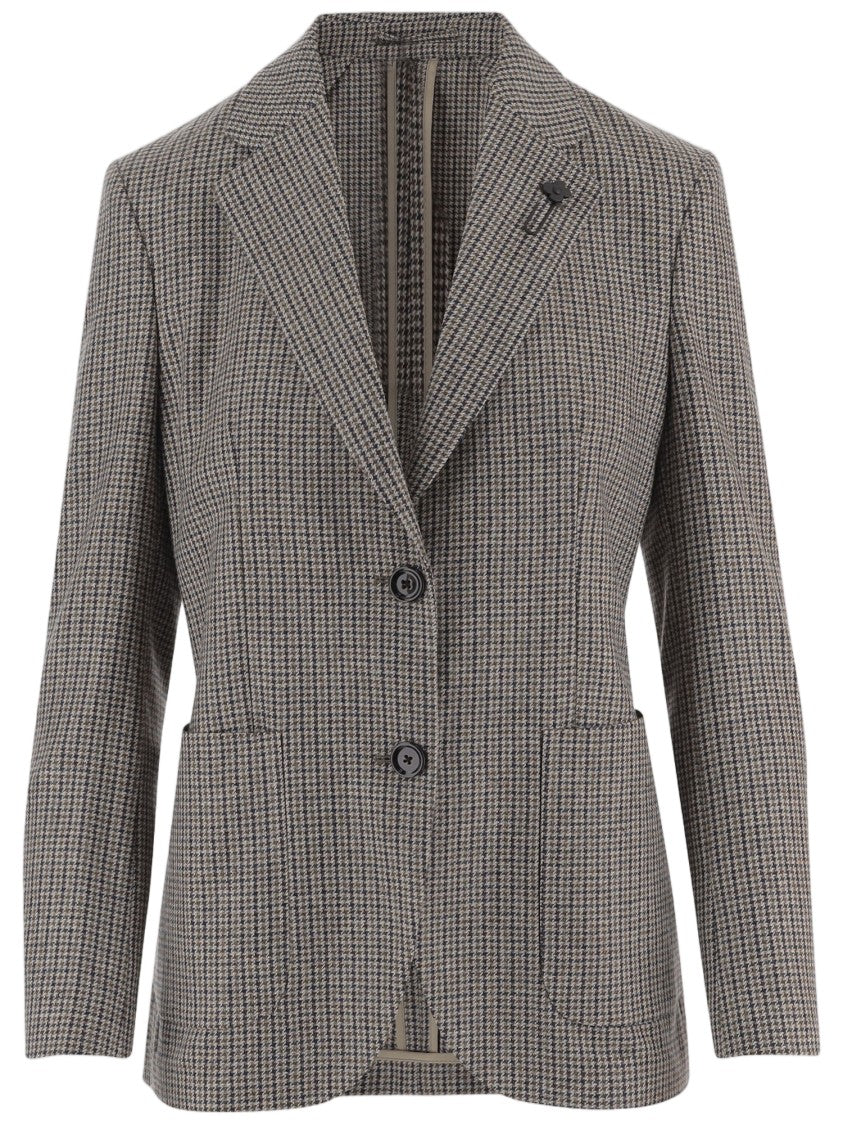 Lardini Multi Checked Wool-Blend Jacket