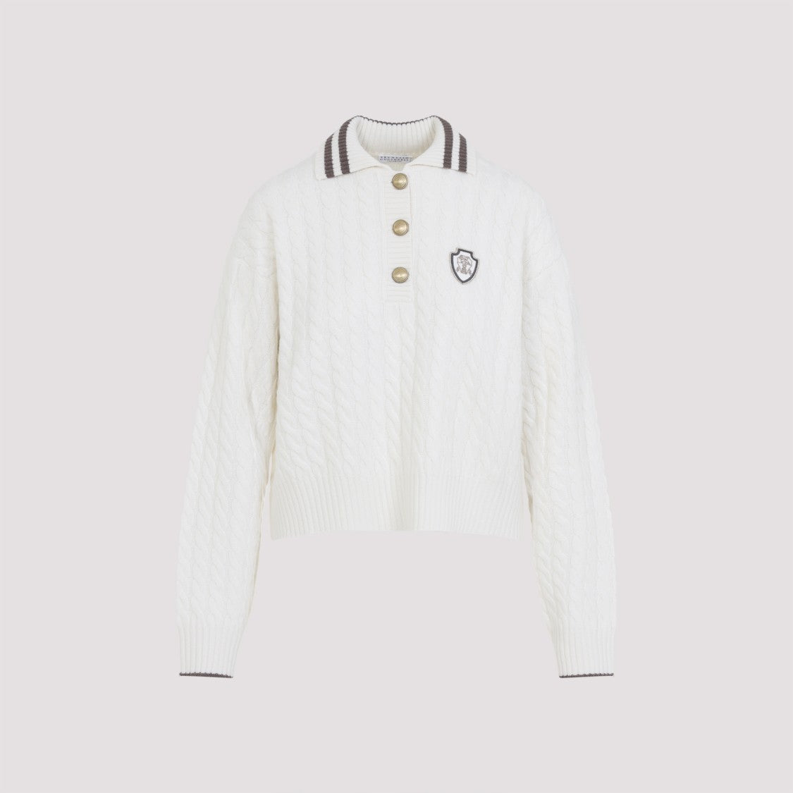 Brunello Cucinelli Cropped Cable Knit Cashmere Sweater