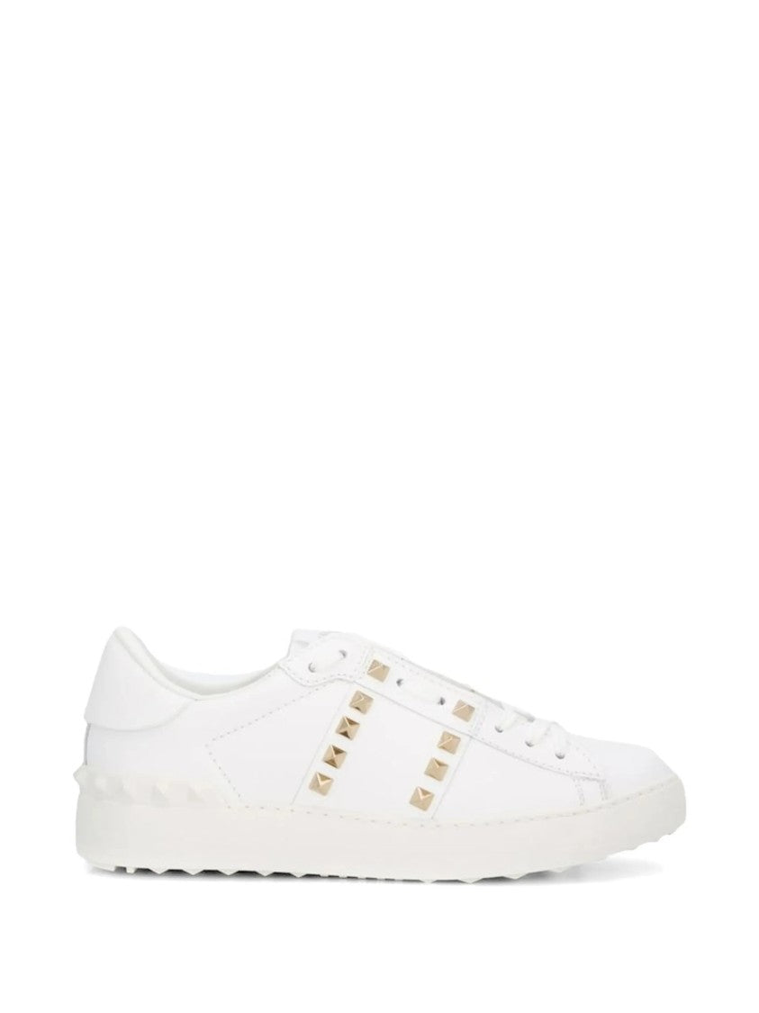 Valentino White Rockstud Untitled Leather Sneakers