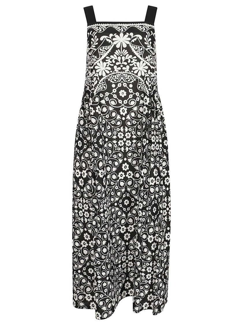 Max Mara Sleeveless Floral Print Dress With Wide Straps And Flowing Silhouette