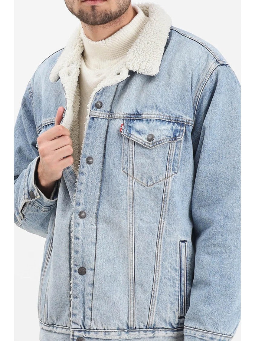 Levi's Light Blue Shearling-Lined Cotton Denim Jacket