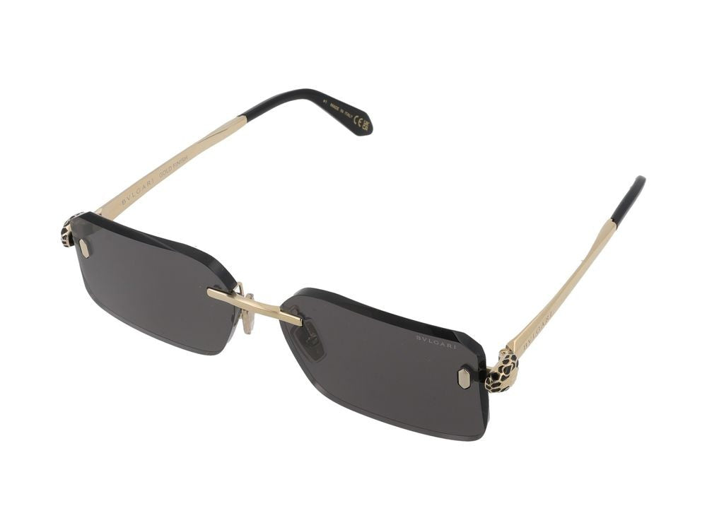 Bulgari Leopard Detail Rimless Rectangular Sunglasses