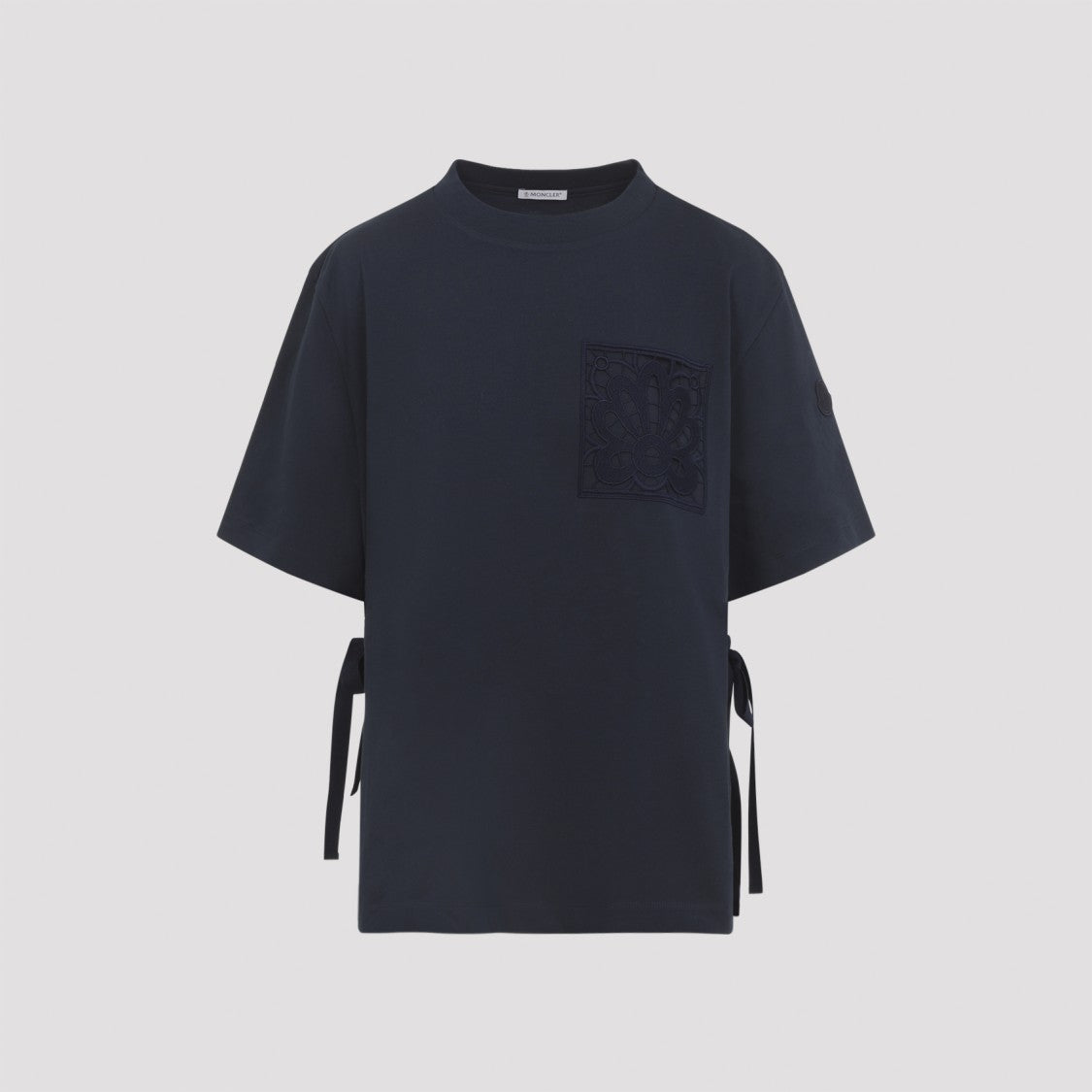 Moncler Relaxed-Fit Blue T-Shirt With Textured Pocket