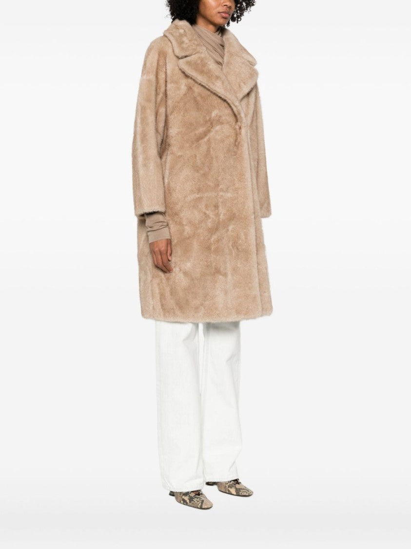 Betta Corradi Mid-Length Plush Beige Coat
