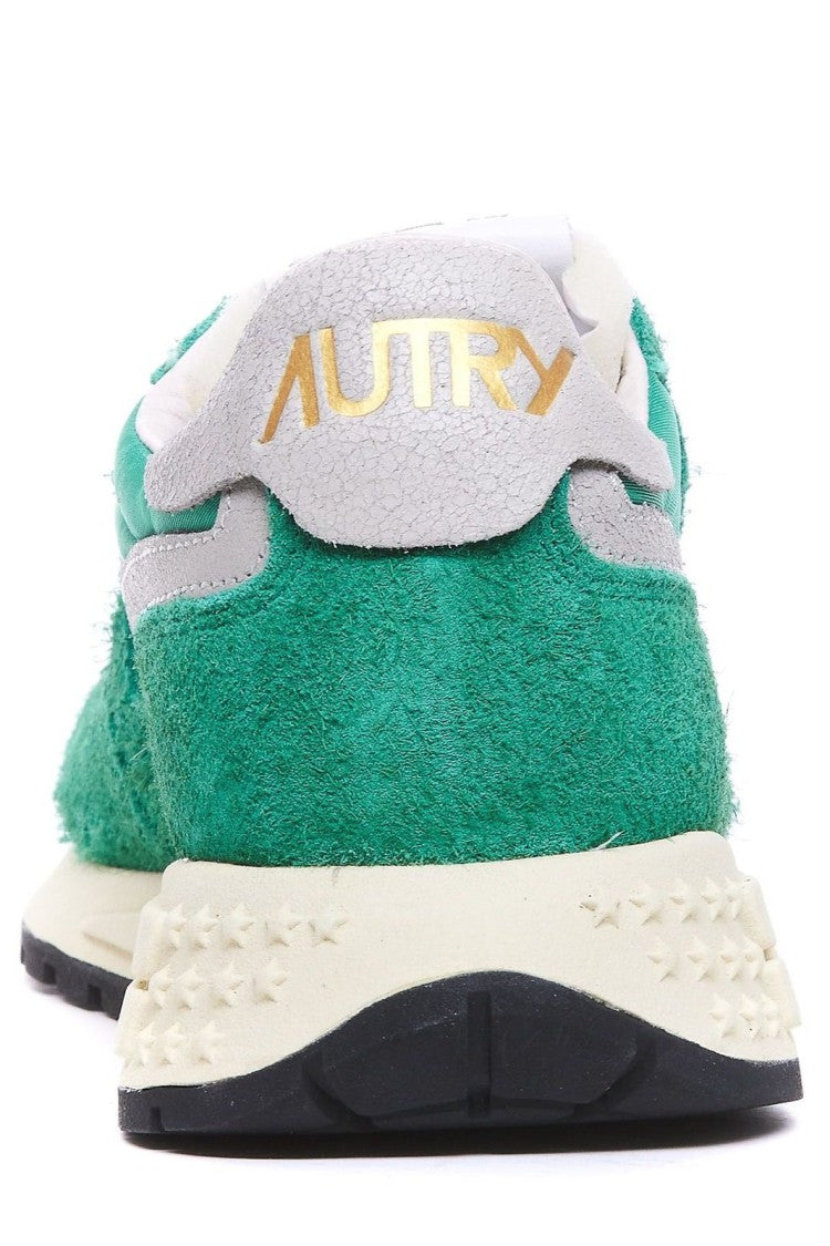 Autry Green Nylon And Cow Leather Sneakers