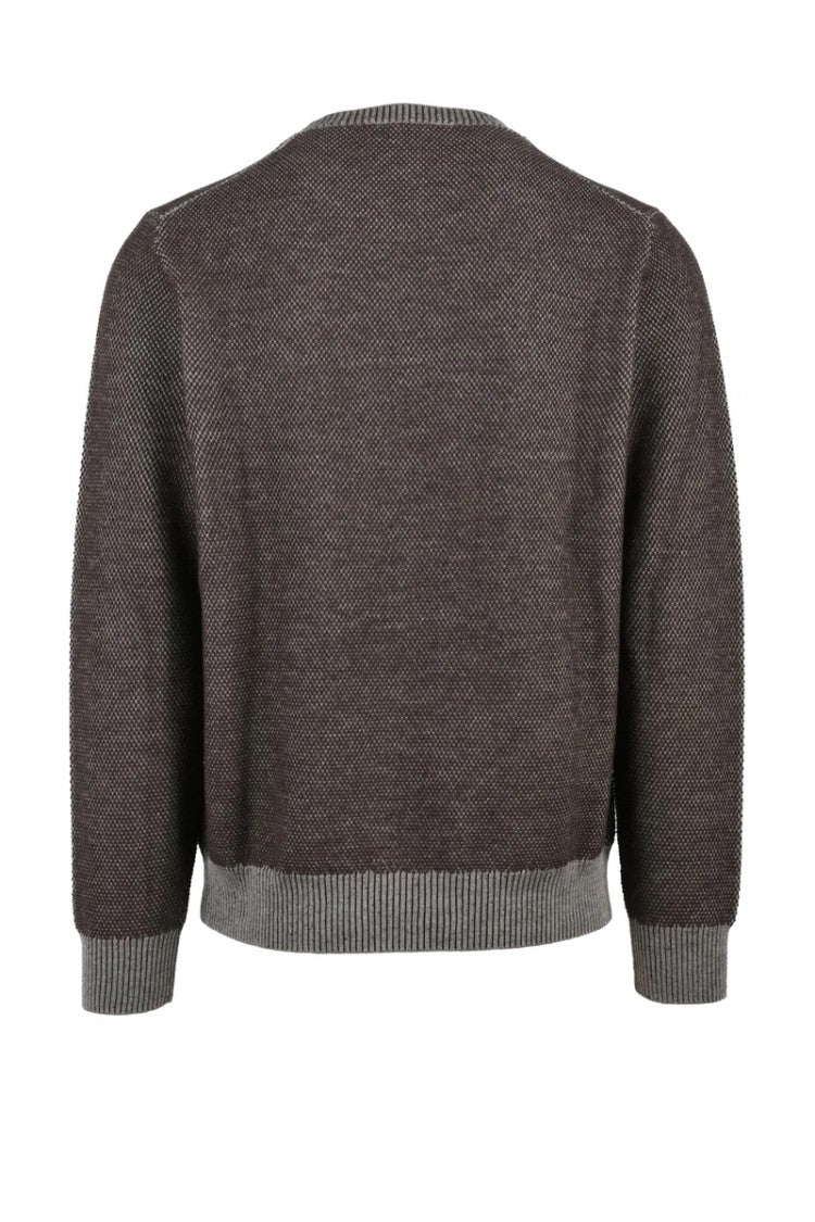 Lorenzoni Virgin Wool Crewneck Sweater Brown