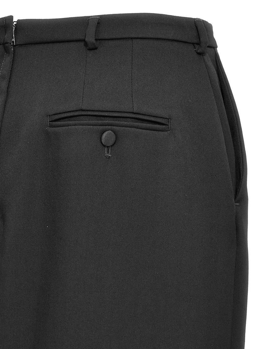 Dolce & Gabbana Wool Skirt With Front Split And Discreet Back Zip Closure