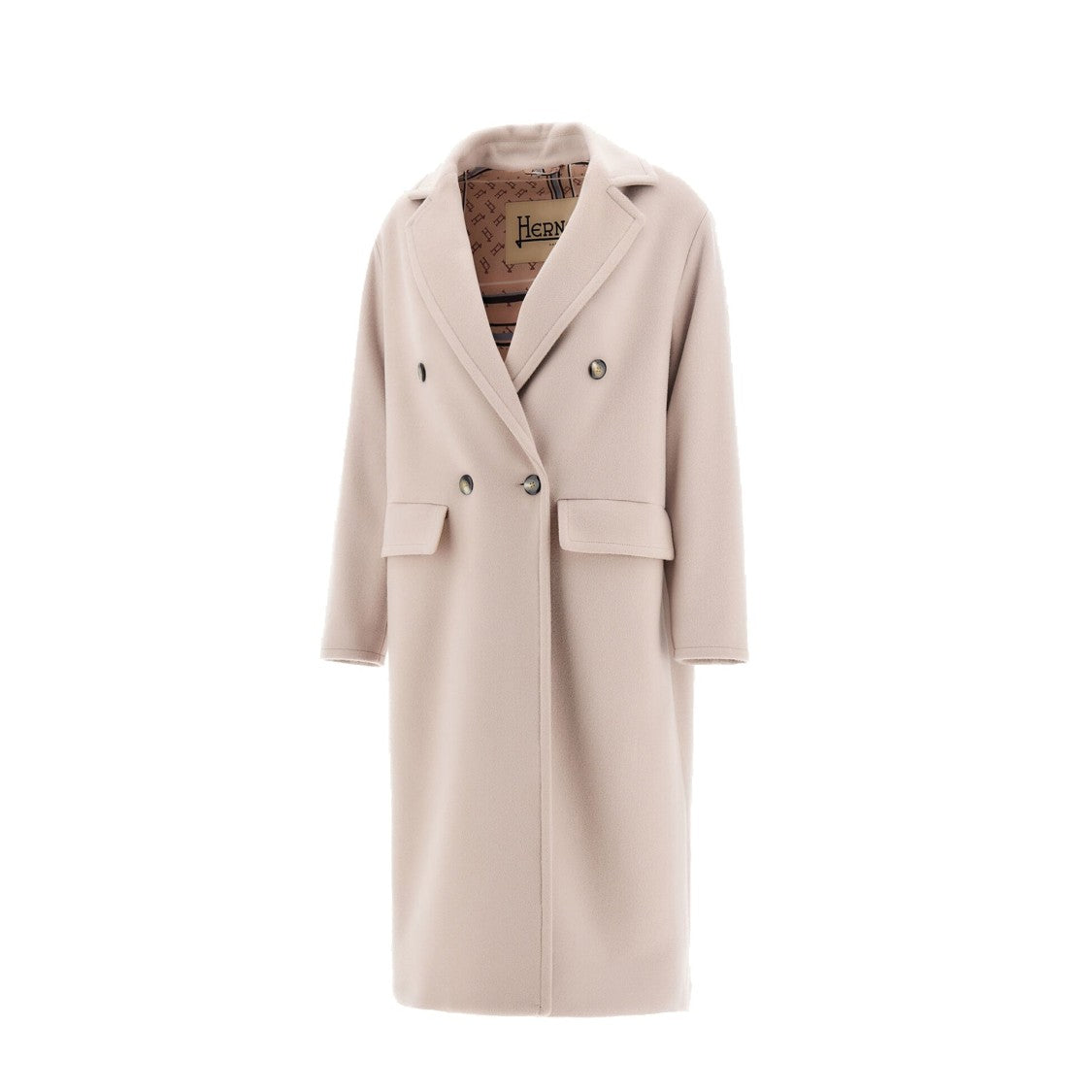 Herno Double-Breasted Wool Coat With Sophisticated Lapel