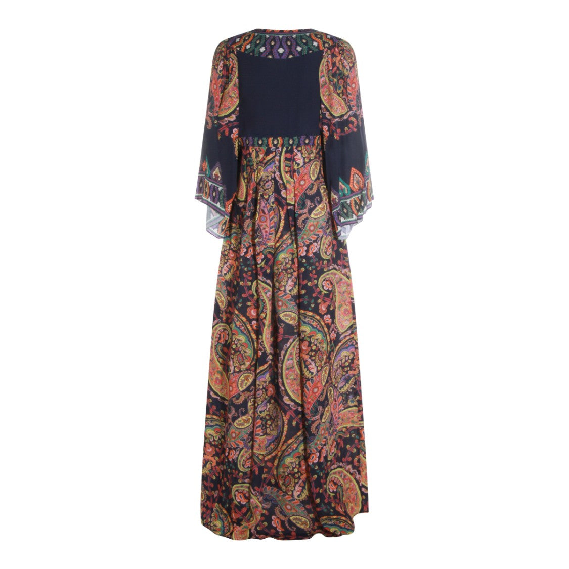 Etro Multicolor Paisley Viscose Maxi Dress With Midi Sleeves