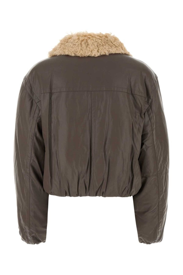 Stand Studio Brown Synthetic Leather Fran Padded Jacket
