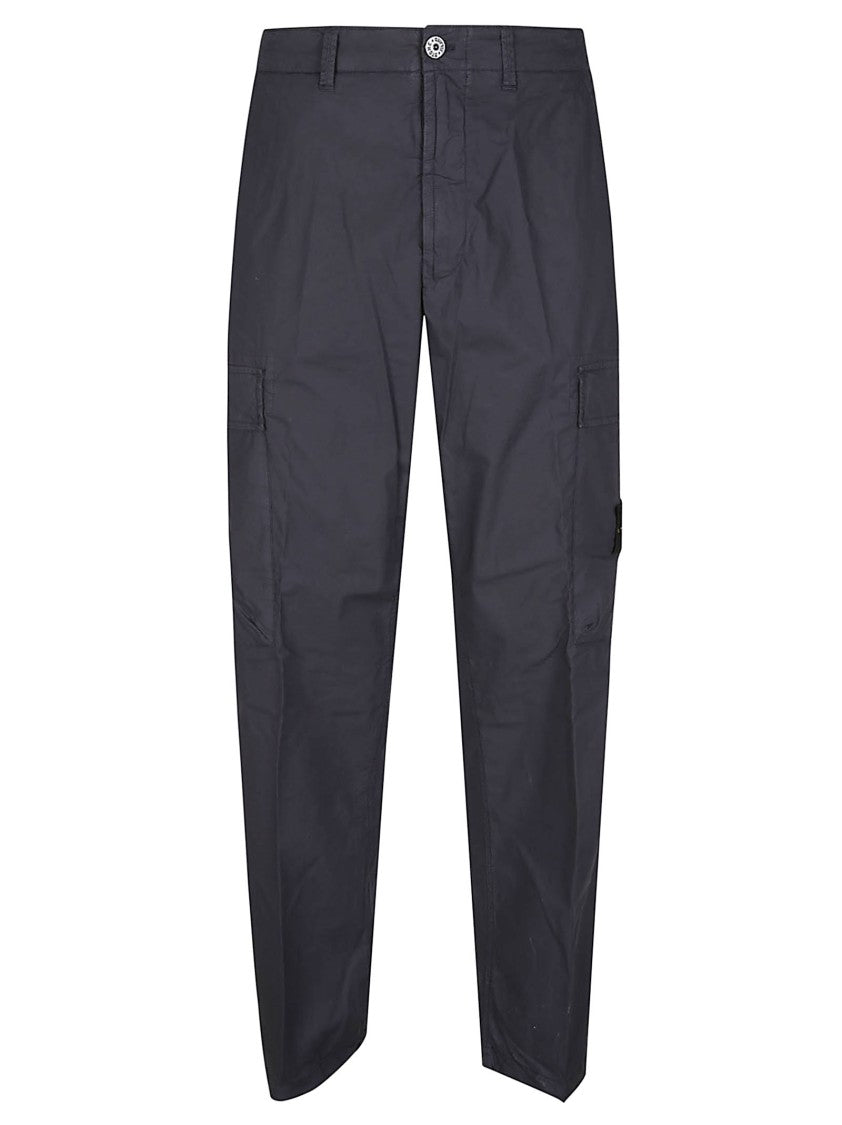 Stone Island Black Cotton Utility Straight-Leg Pants