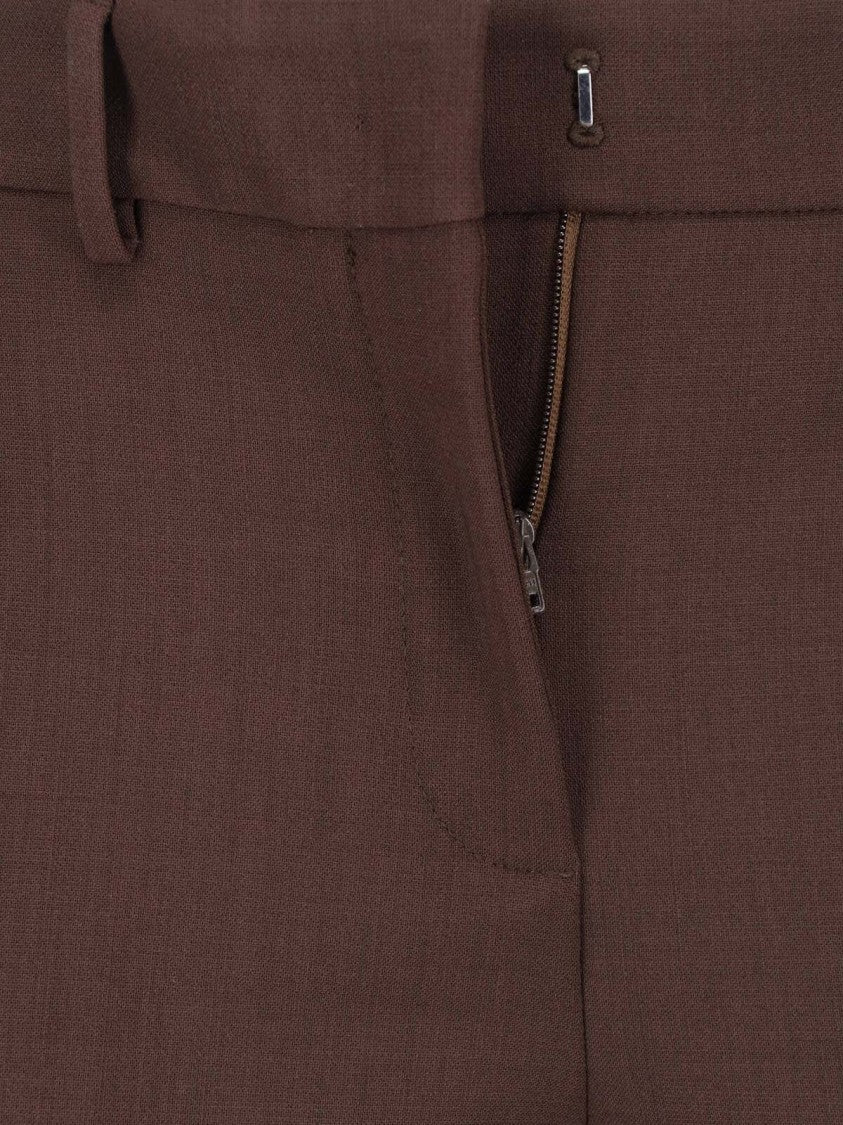 Incotex Brown Tailored Straight-Leg Virgin Wool Pants