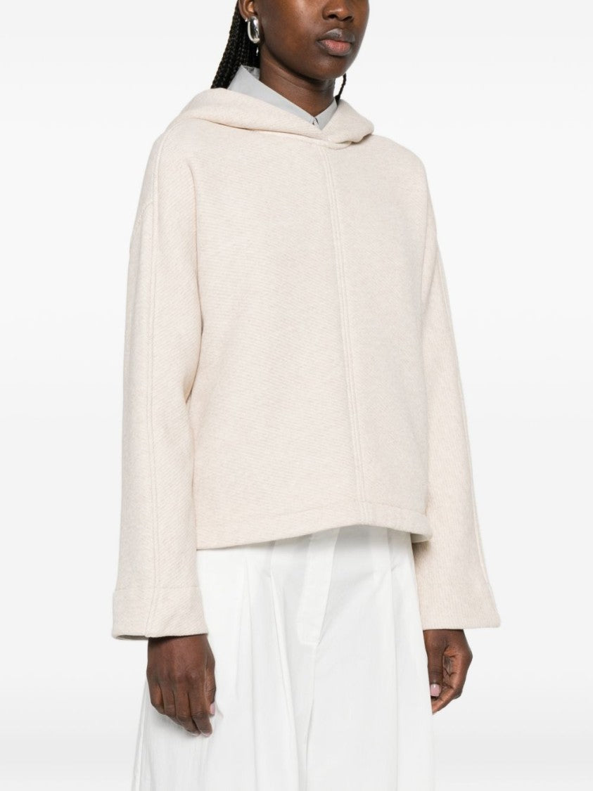 Max Mara Grey Relaxed-Cut Hooded Textured Sweatshirt