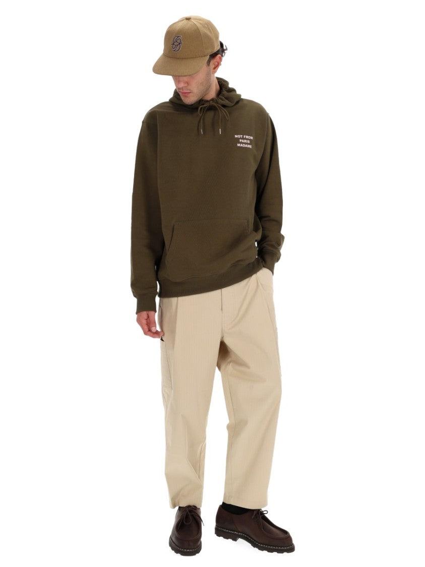 Drôle De Monsieur Olive Green Slogan Relaxed Sweatshirt