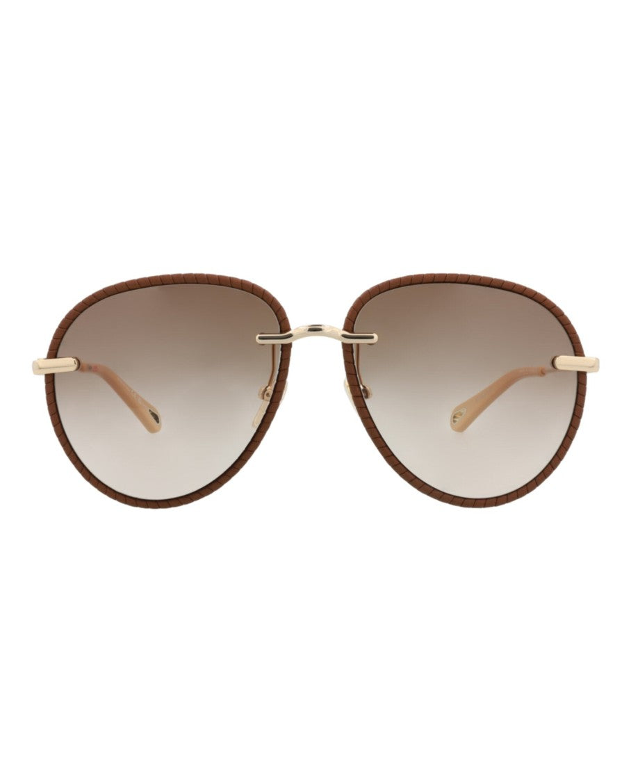 Chloé Aviator-Frame Metal Sunglasses