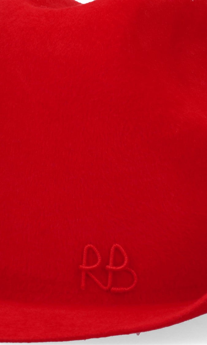 Ruslan Baginskiy Wide-Brimmed Red Hat With Wavy Brim Design