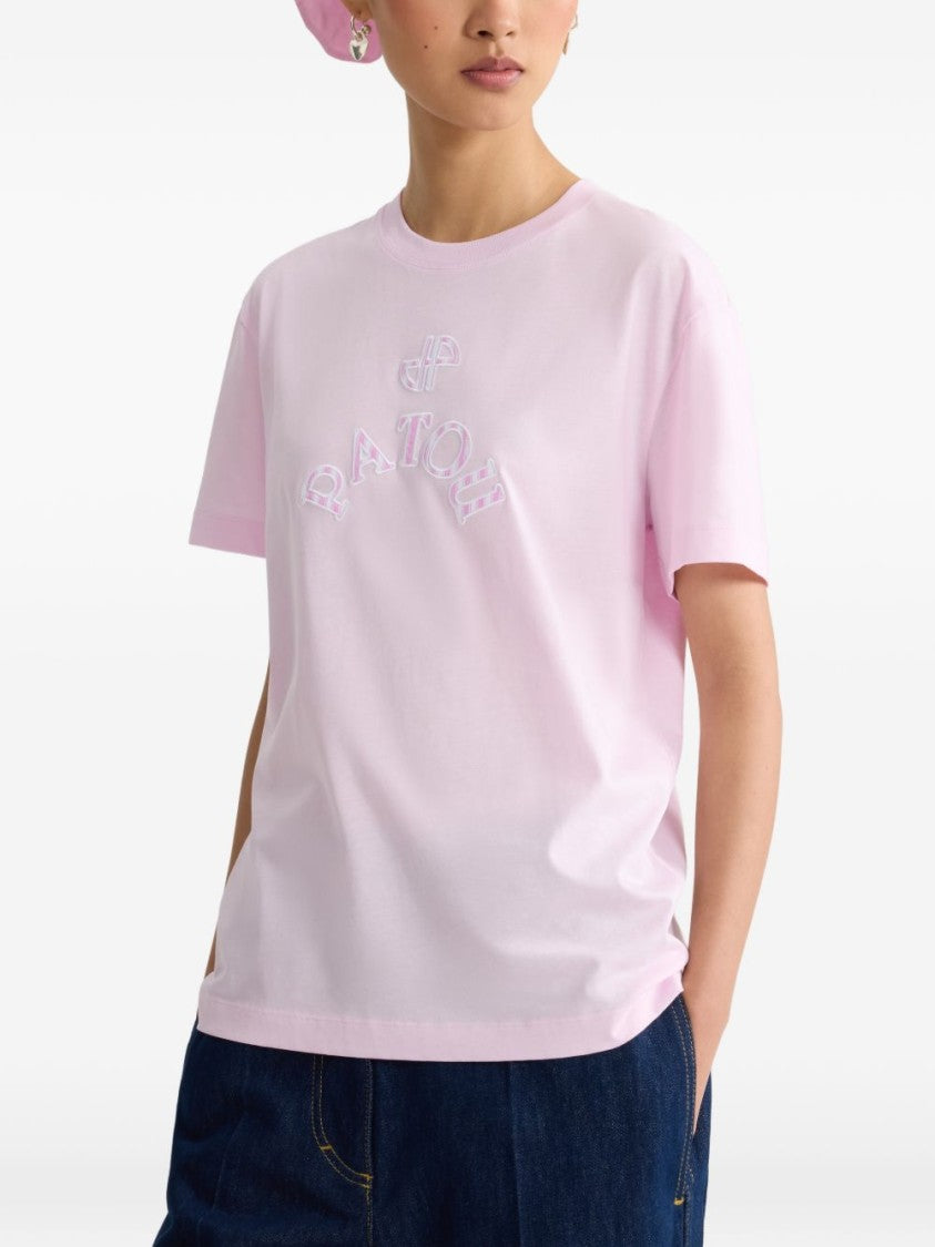 Patou Pink Logo Detail Short Sleeve Top