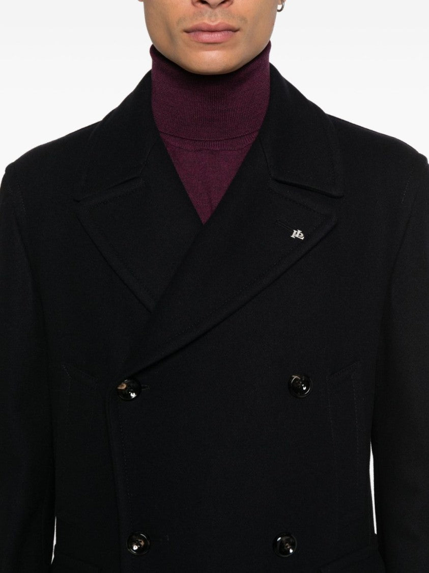 Tagliatore Tailored Blue Coat In Wool-Cashmere Blend