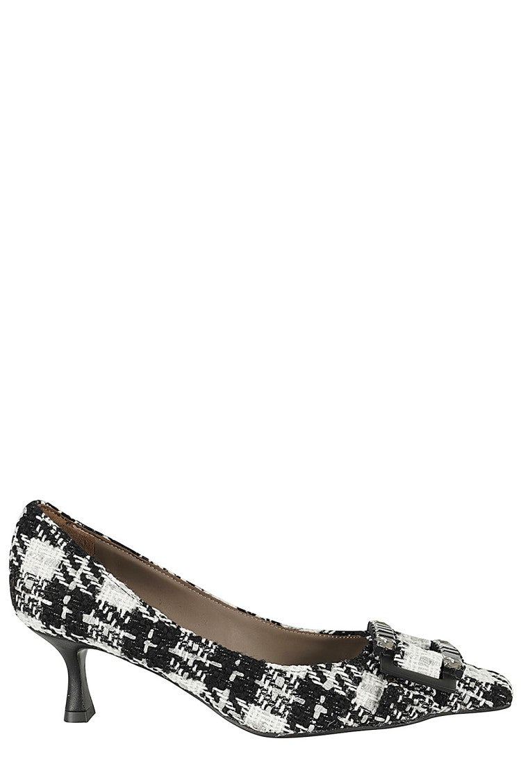Roberto Festa Pointed-Toe Pumps With Rhinestone Detailing In Tweed