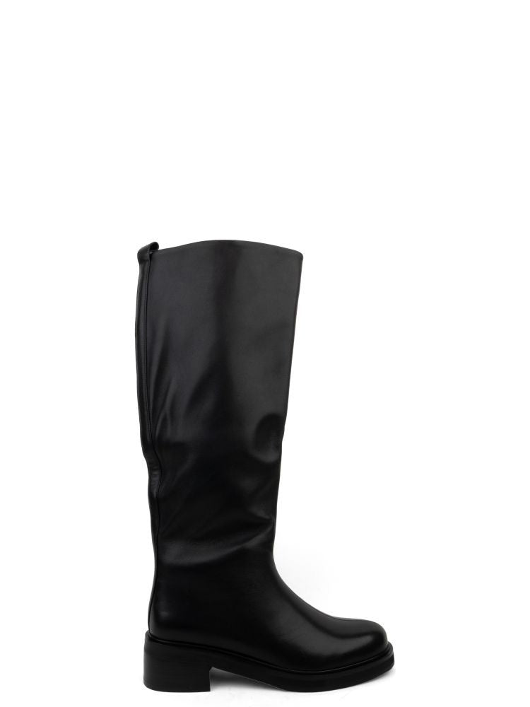 Adrianna Feretti Black Sleek Minimalist Side Zip Long Leather Boots