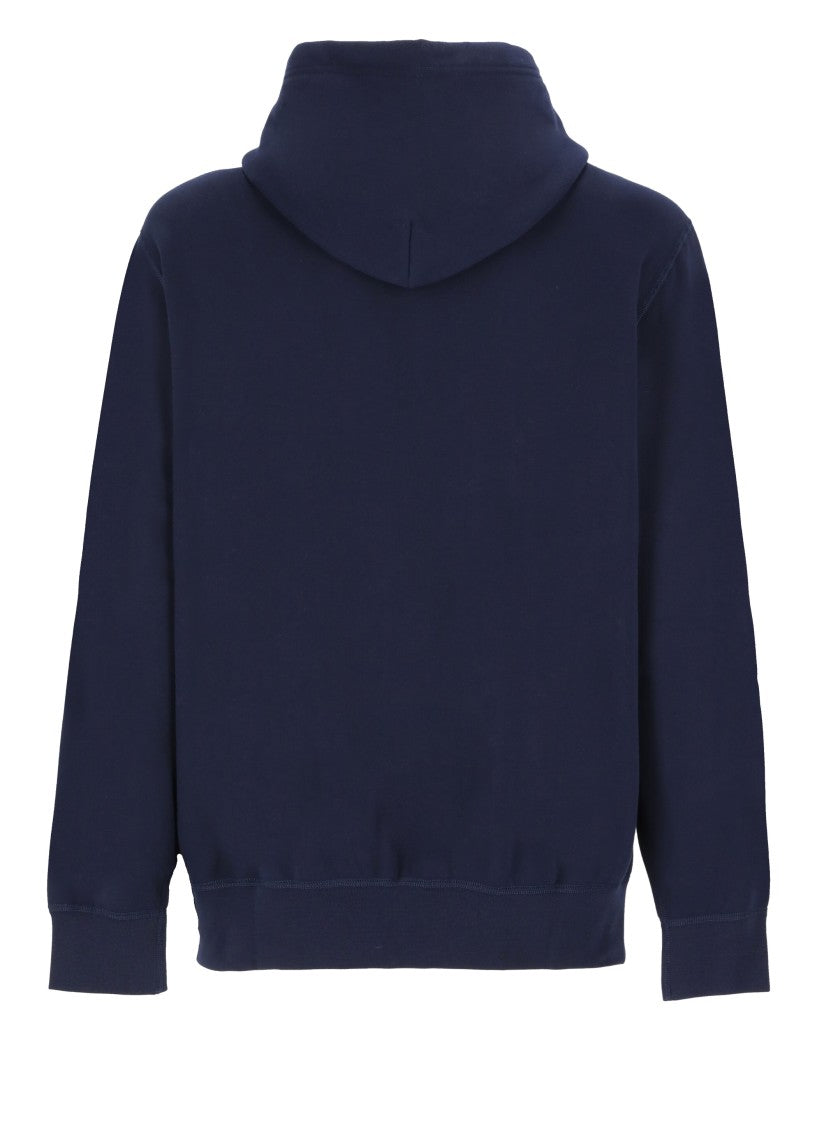 Polo Ralph Lauren Blue Pony Zip-Up Drawstring Cotton-Blend Hoodie