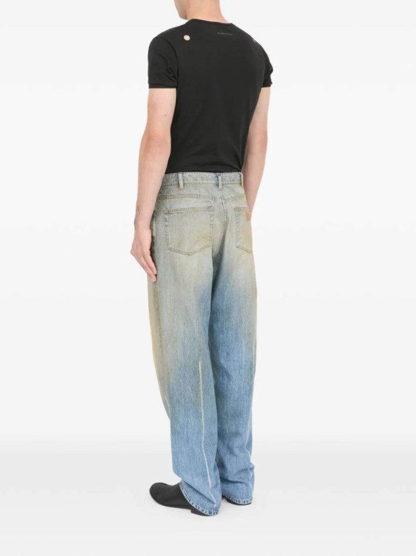Mm6 By Maison Margiela Blue Worn Effect Denim Straight-Leg Jeans