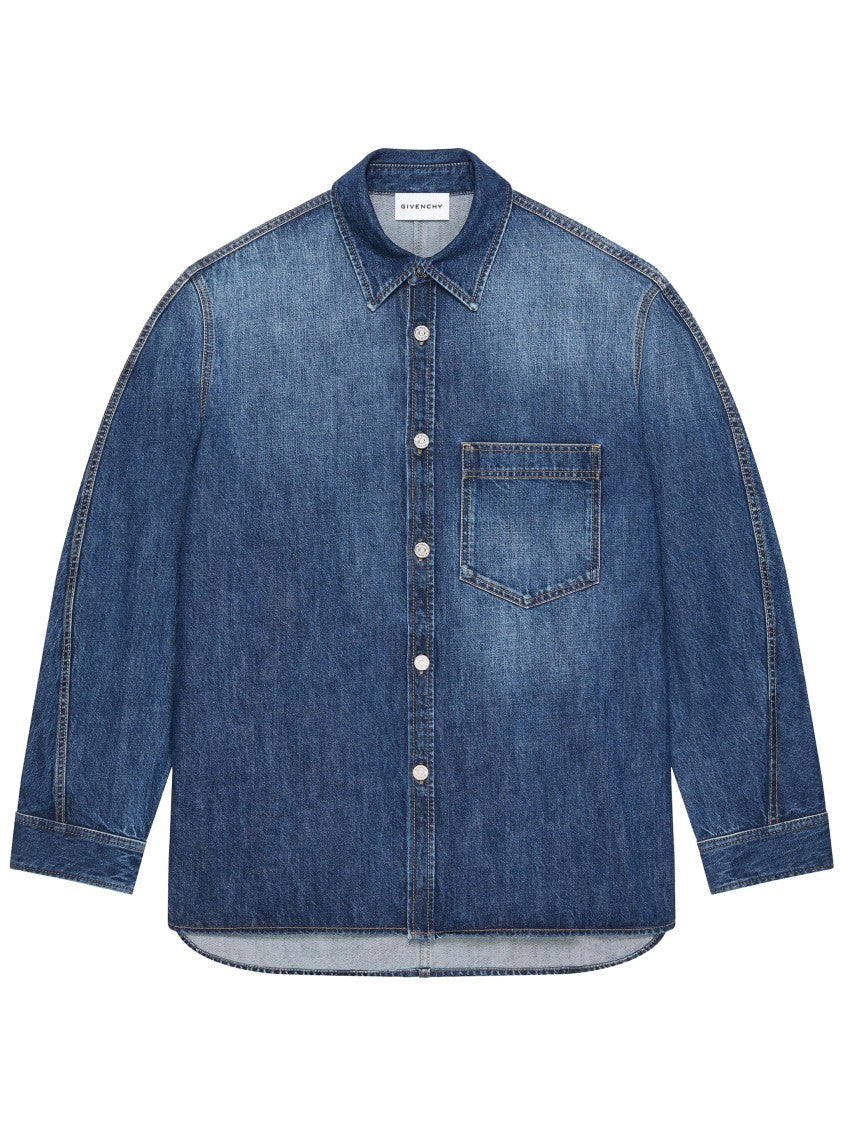 Givenchy Medium Blue Denim Pointed Collar Overshirt