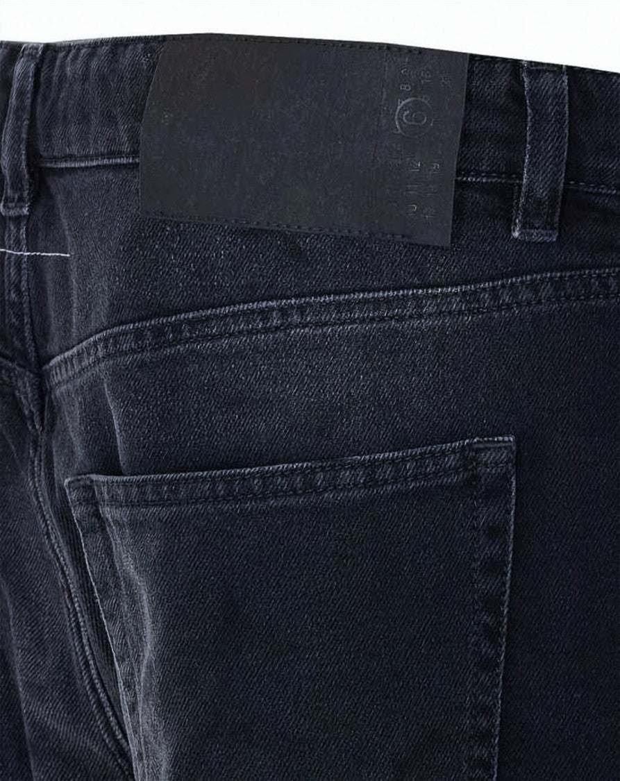 Mm6 By Maison Margiela Mid-Length Black Denim Drawstring Shorts