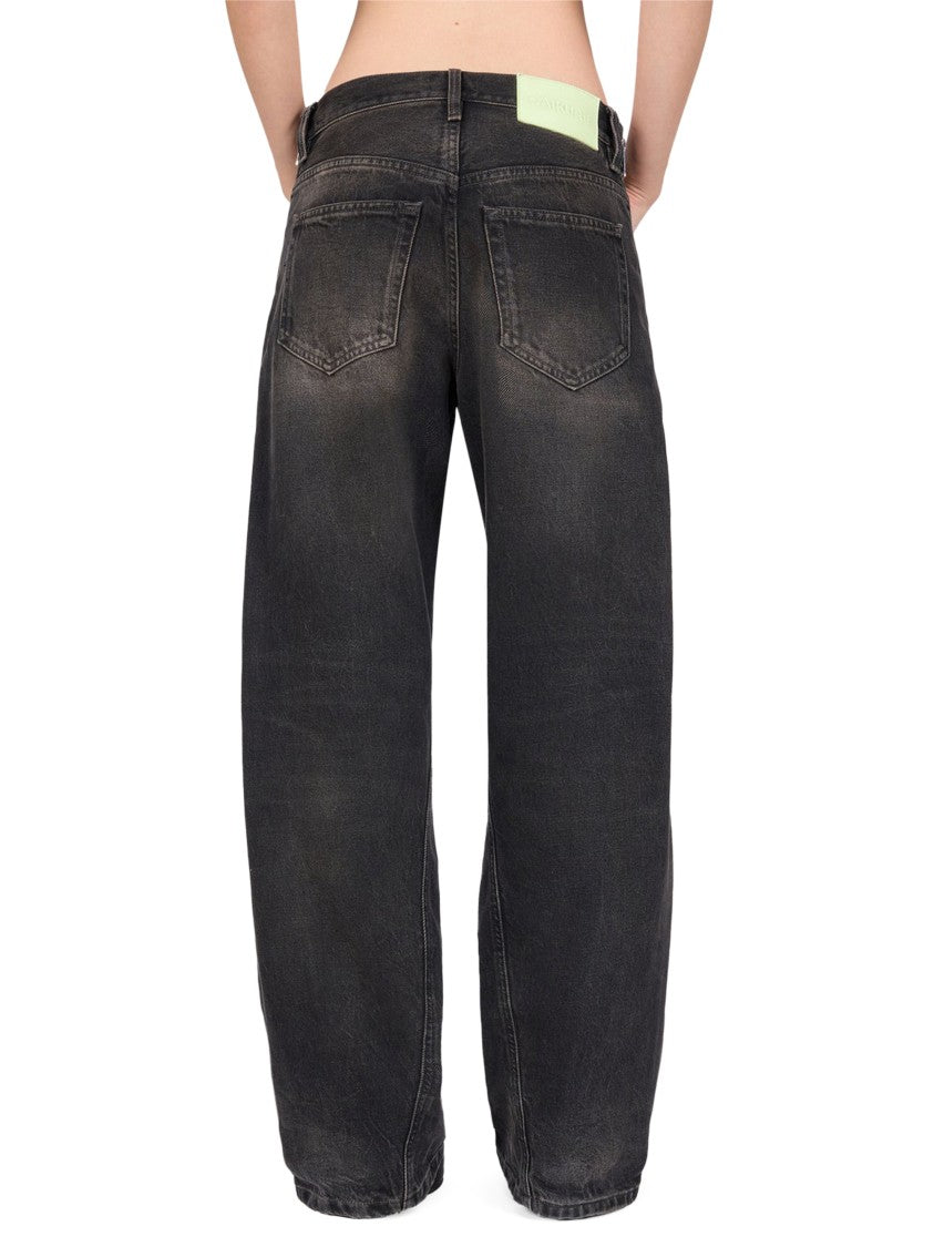 Haikure Wide-Leg Trousers With Edgy Vertical Zippers And Worn Finish