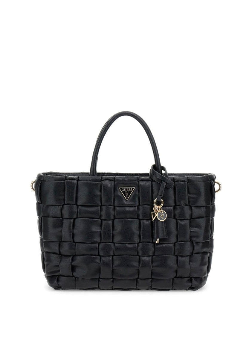 Guess Woven Faux Leather Handbag With Gold-Tone Hardware