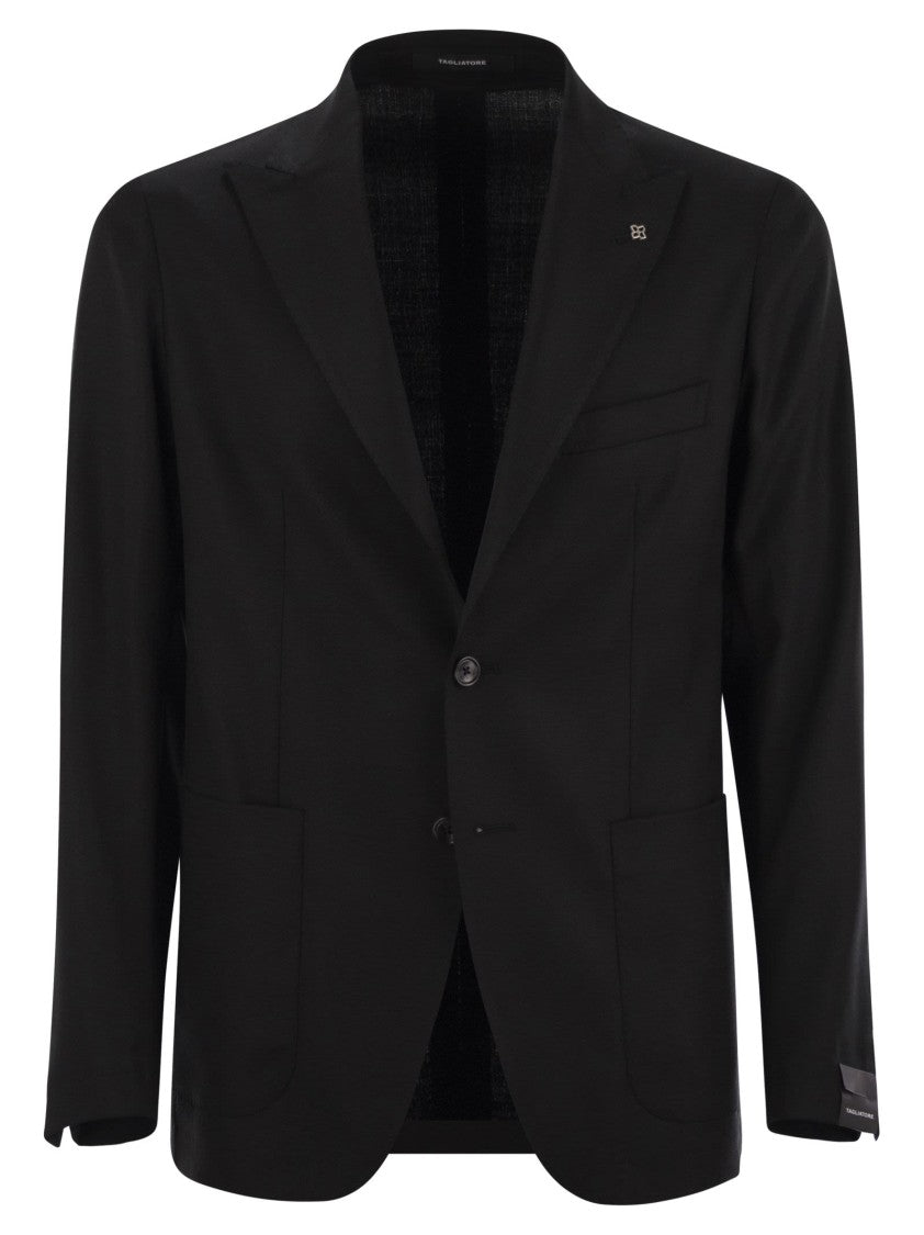 Tagliatore Two-Button Wool Jacket With Revered Collar