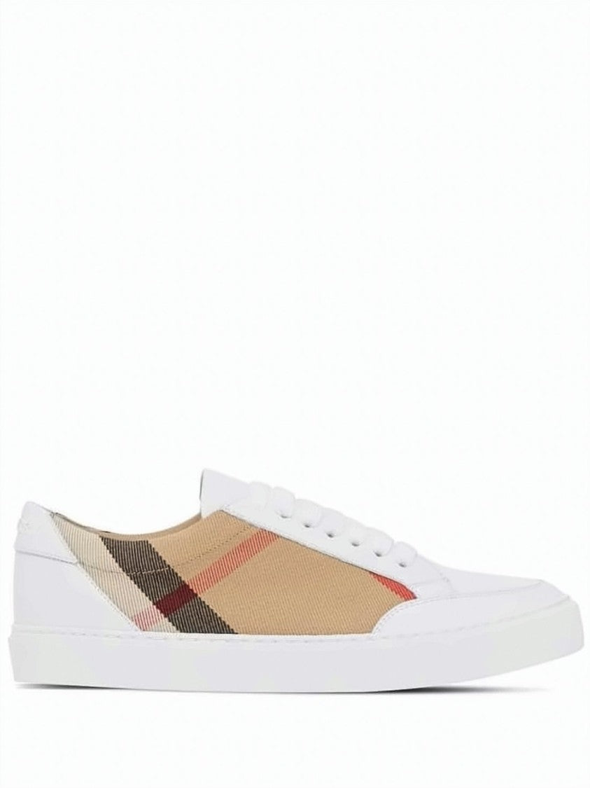 Burberry Classic Check Pattern Low-Top Sneakers With Leather Overlays