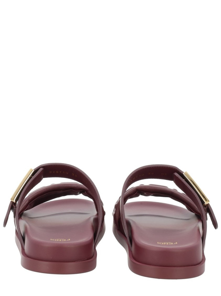 Fendi Fendi Feel Burgundy Leather Sandals
