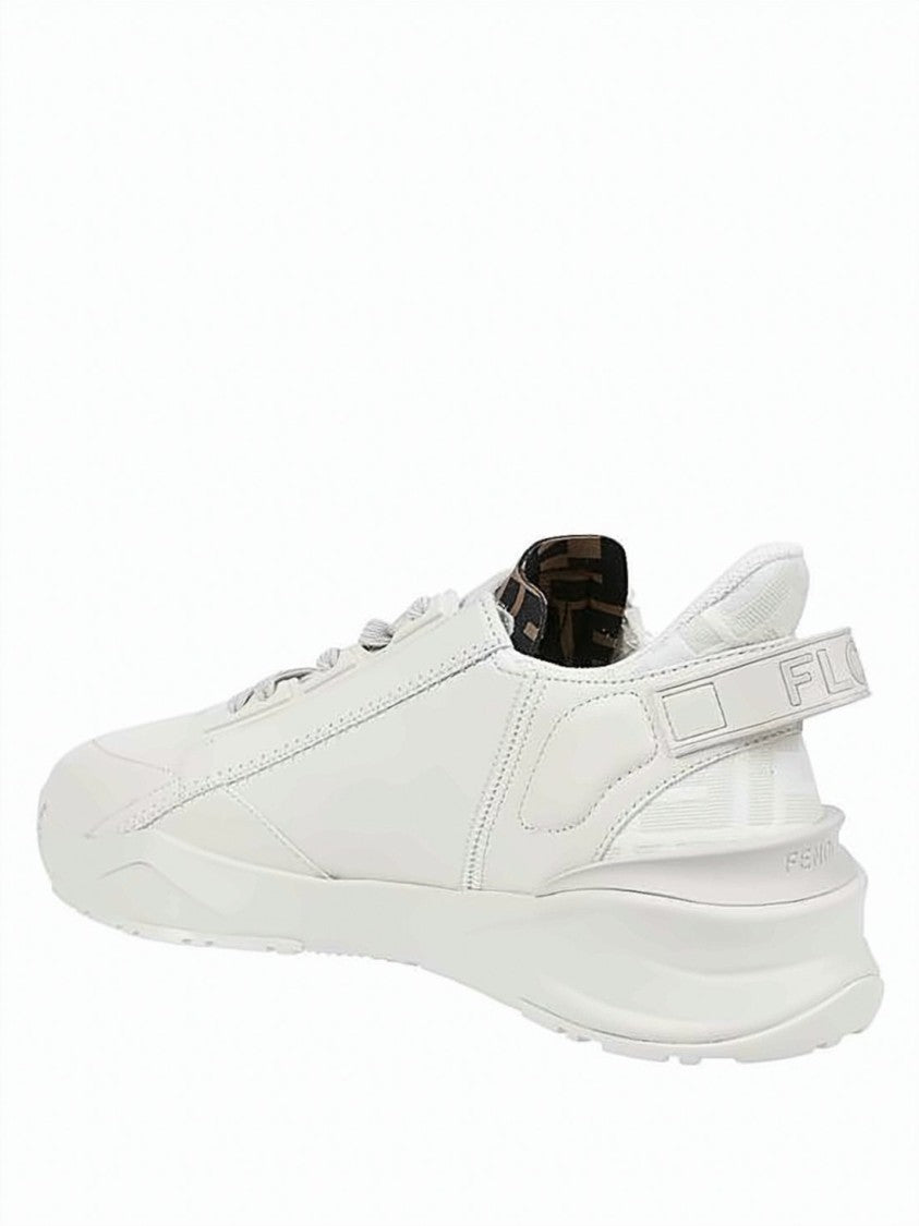 Fendi White Upper Sneakers With Unique Zip Detail