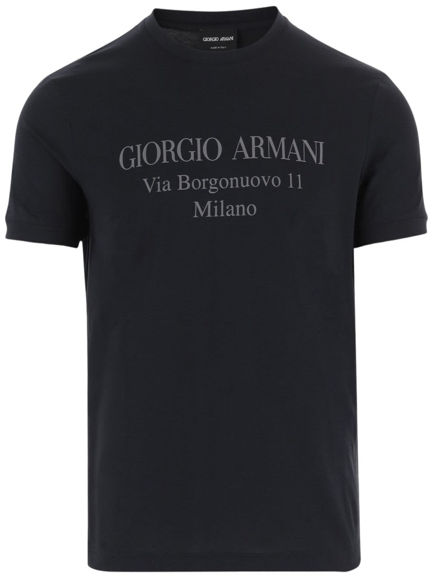 Giorgio Armani Classic Black Cotton T-Shirt With Logo Detail