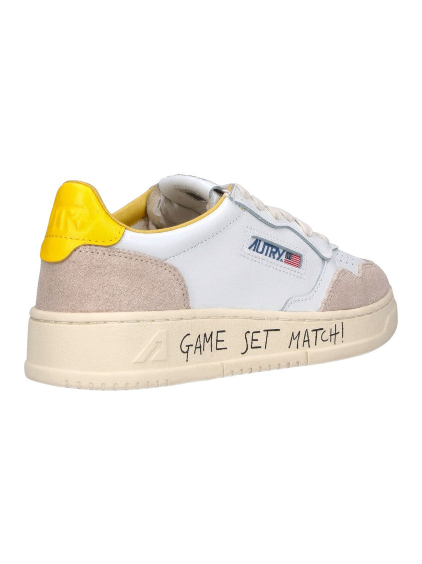Autry White Leather Sneakers With Beige Suede Overlays