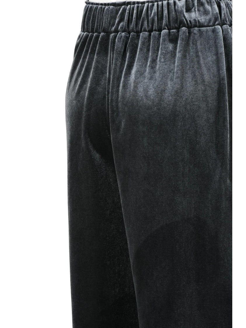 Black 961 Blue Velour Polyamide-Blend Wide-Leg Track Pants