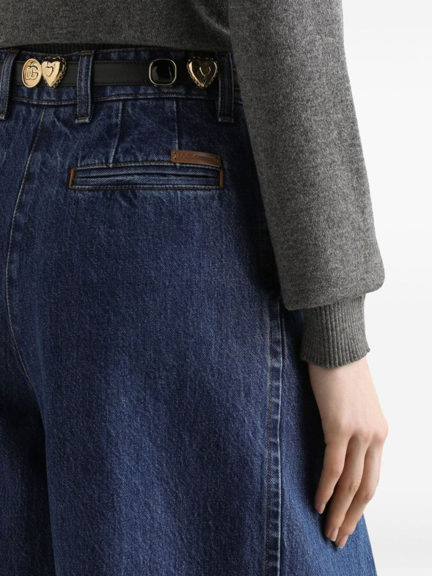 Dolce & Gabbana Wide-Leg Blue Cotton Denim Jeans