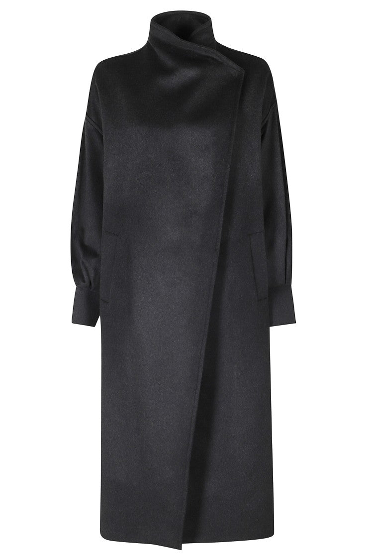 Federica Tosi Anthracite Balloon Sleeve Long Cashmere Coat