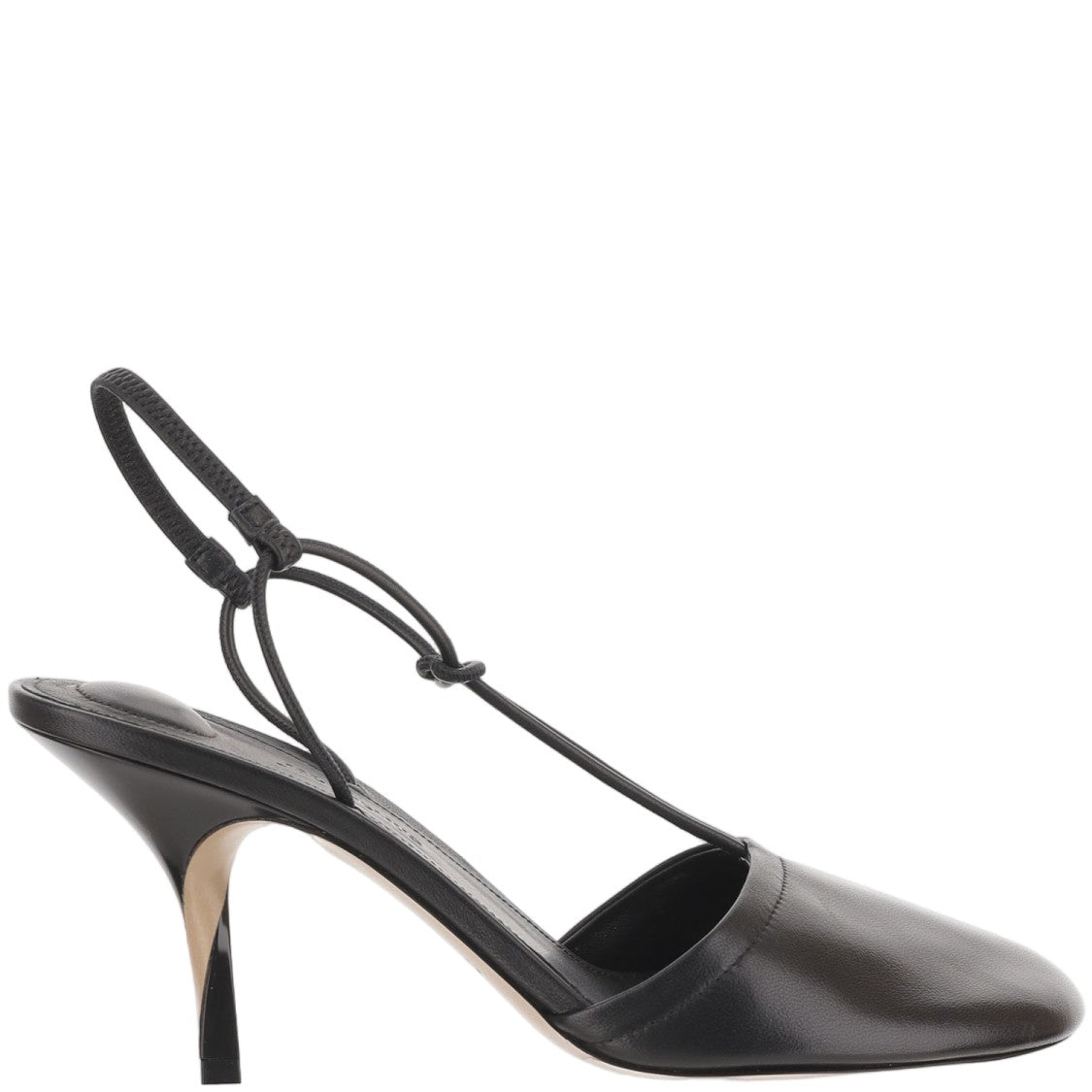 Jacquemus Black Pina Sculptural Lacquered Heel Leather Sandals